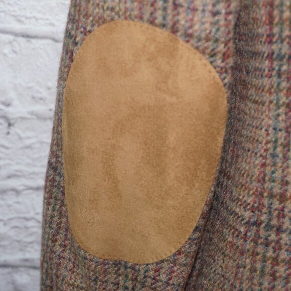 Vintage 70s ILGWU Plaid Suede Leather Elbow Pads Pure Wool Blazer Small 6 - Picture 4 of 8
